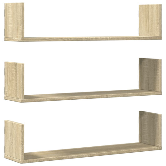 Wall Shelves 3 pcs Sonoma Oak 80x18x18 cm Engineered Wood Wall Shelves 3 pcs Sonoma Oak 80x18x18 cm Engineered Wood