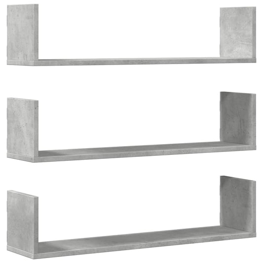 Wall Shelves 3 pcs Concrete Grey 80x18x18 cm Engineered Wood Wall Shelves 3 pcs Concrete Grey 80x18x18 cm Engineered Wood