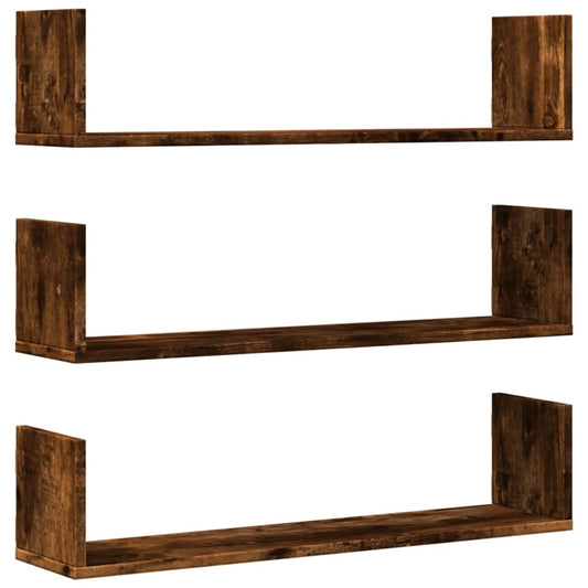 Wall Shelves 3 pcs Smoked Oak 80x18x18 cm Engineered Wood Wall Shelves 3 pcs Smoked Oak 80x18x18 cm Engineered Wood
