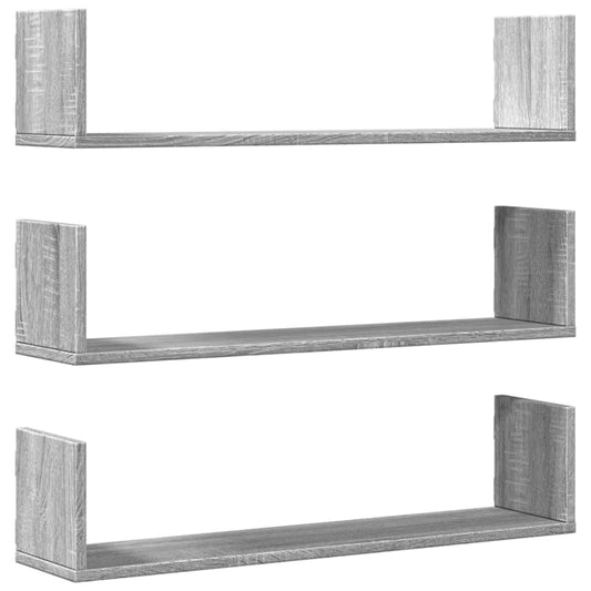 Wall Shelves 3 pcs Grey Sonoma 80x18x18 cm Engineered Wood Wall Shelves 3 pcs Grey Sonoma 80x18x18 cm Engineered Wood