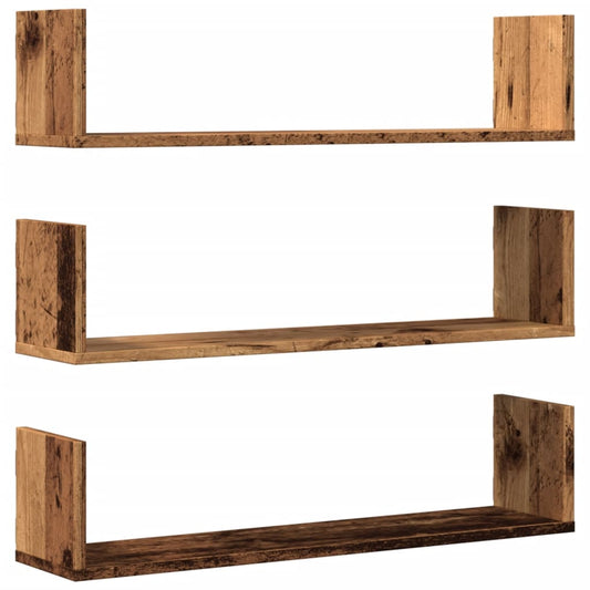 Wall Shelves 3 pcs Old Wood 80x18x18 cm Engineered Wood Wall Shelves 3 pcs Old Wood 80x18x18 cm Engineered Wood