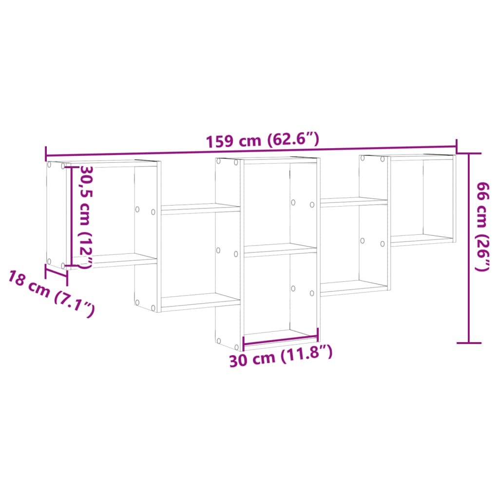Wall Shelf Artisian Oak 159x18x66 cm Engineered Wood