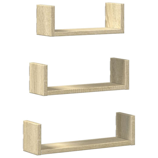 Wall Shelf 3 pcs Sonoma Oak Engineered Wood Wall Shelf 3 pcs Sonoma Oak Engineered Wood