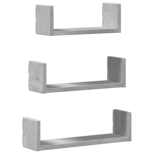 Wall Shelf 3 pcs Concrete Grey Engineered Wood Wall Shelf 3 pcs Concrete Grey Engineered Wood