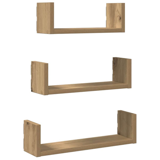 Wall Shelf 3 pcs Artisian Oak Engineered Wood Wall Shelf 3 pcs Artisian Oak Engineered Wood
