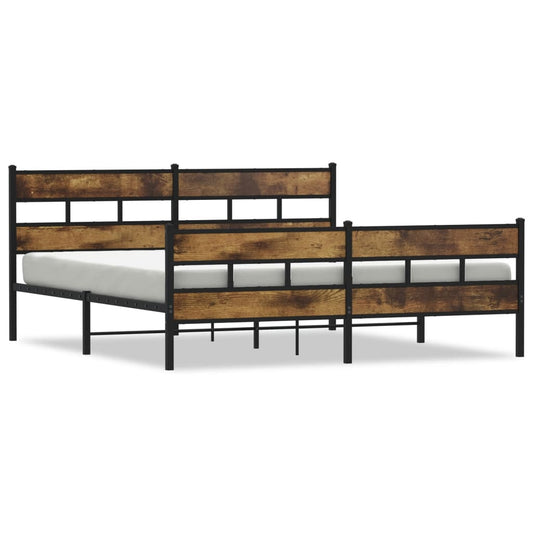 Metal Bed Frame without Mattress Smoked Oak 180x200 cm Super King Metal Bed Frame without Mattress Smoked Oak 180x200 cm Super King