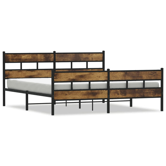 Metal Bed Frame without Mattress Smoked Oak 183x213 cm Metal Bed Frame without Mattress Smoked Oak 183x213 cm
