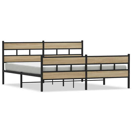 Metal Bed Frame without Mattress Sonoma Oak 183x213 cm Metal Bed Frame without Mattress Sonoma Oak 183x213 cm