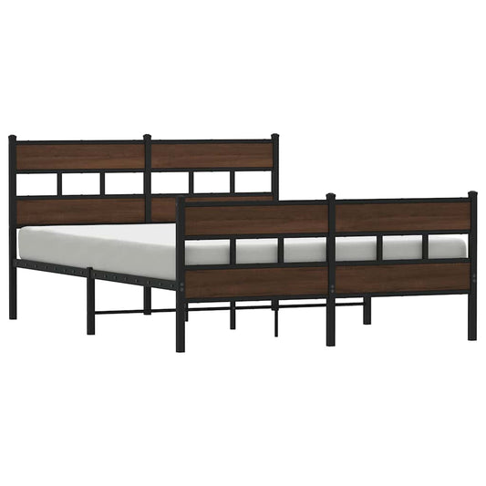 Metal Bed Frame without Mattress Brown Oak 160x200 cm Metal Bed Frame without Mattress Brown Oak 160x200 cm