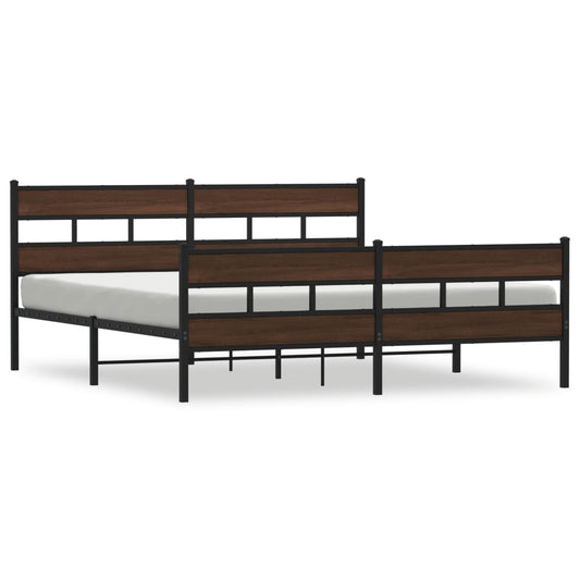 Metal Bed Frame without Mattress Brown Oak 180x200 cm Super King Metal Bed Frame without Mattress Brown Oak 180x200 cm Super King