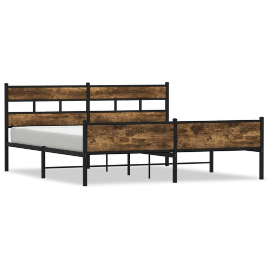 Metal Bed Frame without Mattress Smoked Oak 193x203 cm Metal Bed Frame without Mattress Smoked Oak 193x203 cm