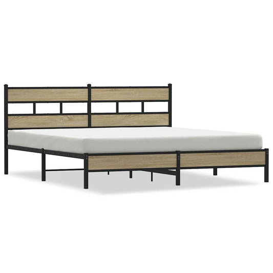 Metal Bed Frame without Mattress Sonoma Oak 193x203 cm Metal Bed Frame without Mattress Sonoma Oak 193x203 cm