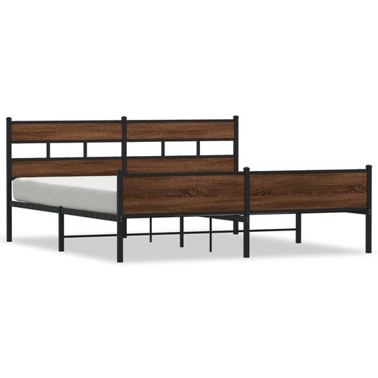 Metal Bed Frame without Mattress Brown Oak 193x203 cm Metal Bed Frame without Mattress Brown Oak 193x203 cm