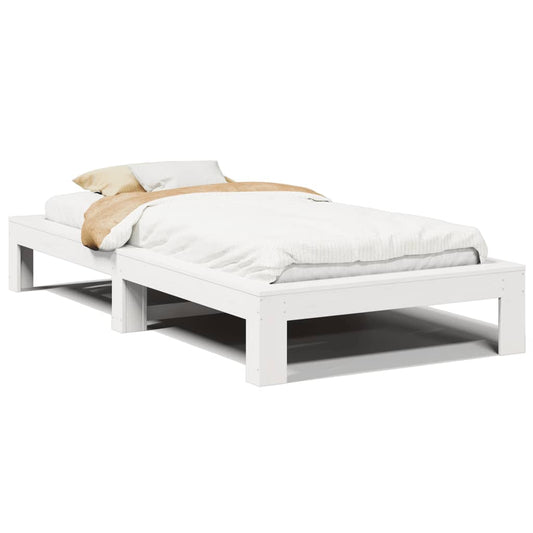 Bed Frame without Mattress White 90x200 cm Solid Wood Pine Bed Frame without Mattress White 90x200 cm Solid Wood Pine