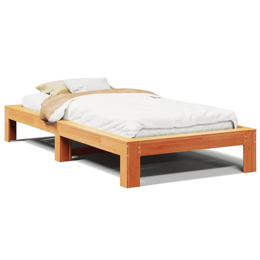 Bed Frame without Mattress Wax Brown 90x200 cm Solid Wood Pine Bed Frame without Mattress Wax Brown 90x200 cm Solid Wood Pine