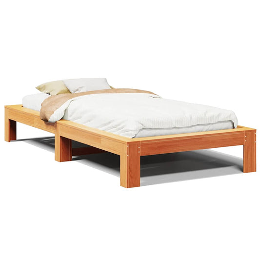Bed Frame without Mattress Wax Brown 75x190 cm Solid Wood Pine Bed Frame without Mattress Wax Brown 75x190 cm Solid Wood Pine