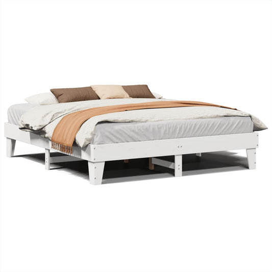 Bed Frame without Mattress White 200x200 cm Solid Wood Pine Bed Frame without Mattress White 200x200 cm Solid Wood Pine