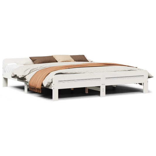 Bed Frame without Mattress White 200x200 cm Solid Wood Pine Bed Frame without Mattress White 200x200 cm Solid Wood Pine
