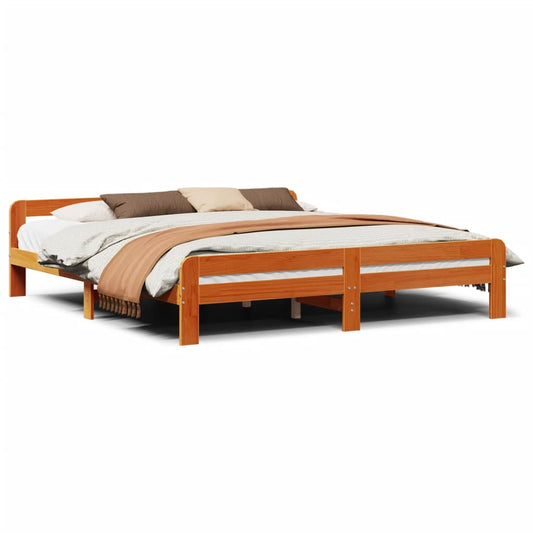 Bed Frame without Mattress Wax Brown 200x200 cm Solid Wood Pine Bed Frame without Mattress Wax Brown 200x200 cm Solid Wood Pine