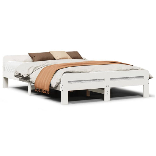 Bed Frame without Mattress White 150x200 cm Solid Wood Pine Bed Frame without Mattress White 150x200 cm Solid Wood Pine