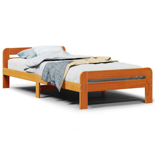Bed Frame without Mattress Wax Brown 75x190 cm Small Single Solid Wood Pine Bed Frame without Mattress Wax Brown 75x190 cm Small Single Solid Wood Pine