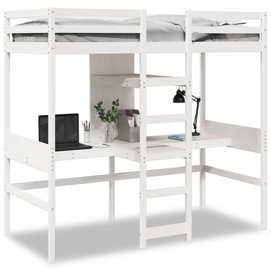 Loft Bed Frame without Mattress White 80x200cm Solid Wood Pine Loft Bed Frame without Mattress White 80x200cm Solid Wood Pine