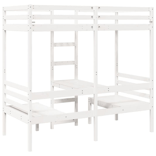 Loft Bed Frame with Desk and Chairs White 90x200cm Solid Wood Pine Loft Bed Frame with Desk and Chairs White 90x200cm Solid Wood Pine