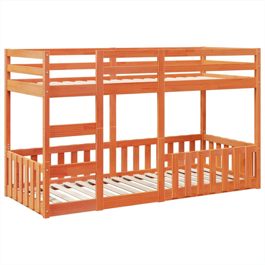 Bunk Bed Wax Brown 80x200 cm Solid Wood Pine Bunk Bed Wax Brown 80x200 cm Solid Wood Pine