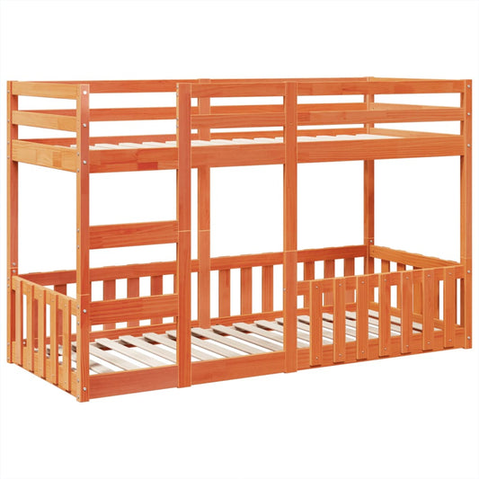 Bunk Bed Wax Brown 75x190 cm Solid Wood Pine Bunk Bed Wax Brown 75x190 cm Solid Wood Pine