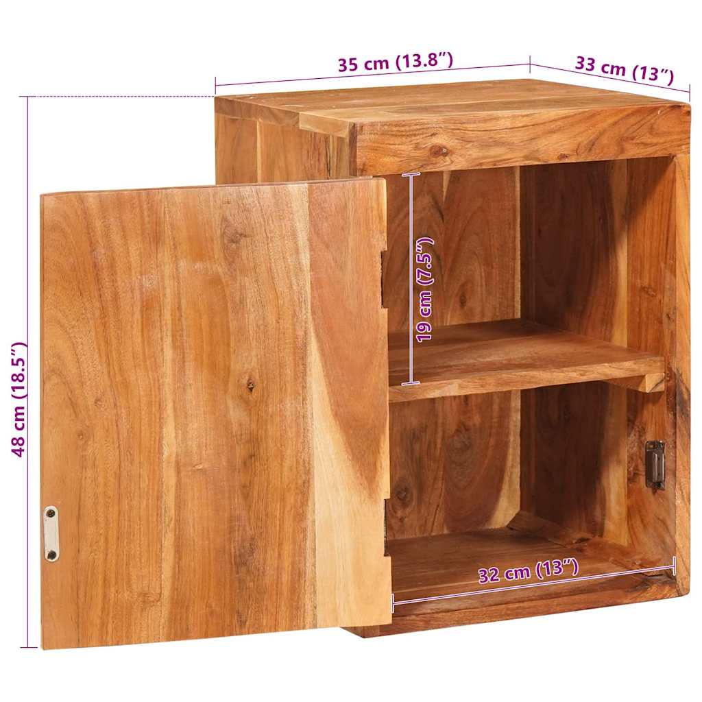 Bedside Table Brown 35 x 33 x 48 cm Solid Wood Acacia