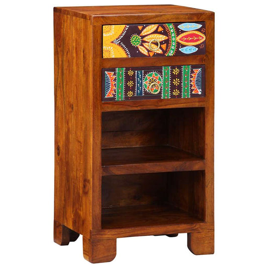 Floral End Table with Drawer with Storage Brown 40 x 35 x 75 cm Floral End Table with Drawer with Storage Brown 40 x 35 x 75 cm