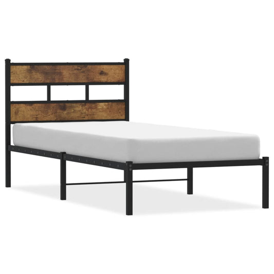 Metal Bed Frame without Mattress Smoked Oak 80x200 cm Metal Bed Frame without Mattress Smoked Oak 80x200 cm