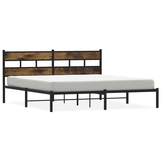 Metal Bed Frame without Mattress Smoked Oak 180x200 cm Super King Metal Bed Frame without Mattress Smoked Oak 180x200 cm Super King