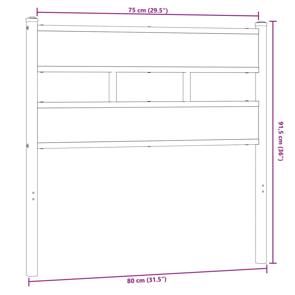 Replace Headboard Smoked Oak 75 cm Iron and Engineered Wood