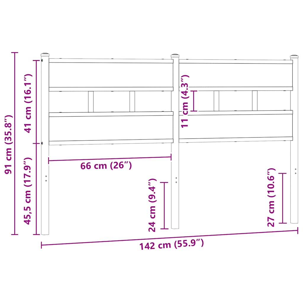 Replace Headboard Smoked Oak 135 cm Iron and Engineered Wood
