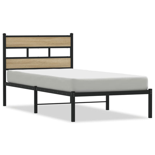 Metal Bed Frame without Mattress Sonoma Oak 75x190 cm Metal Bed Frame without Mattress Sonoma Oak 75x190 cm