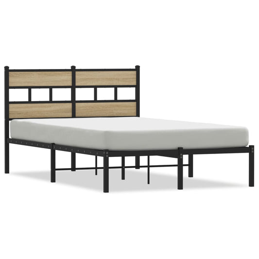 Metal Bed Frame without Mattress Sonoma Oak 120x190 cm Small Double Metal Bed Frame without Mattress Sonoma Oak 120x190 cm Small Double