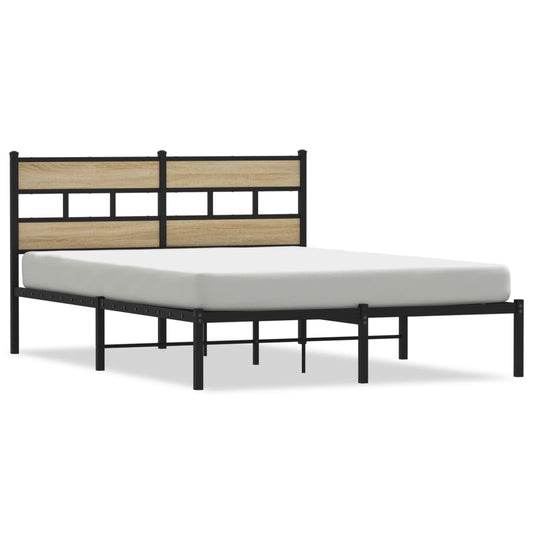 Metal Bed Frame without Mattress Sonoma Oak 150x200 cm King Size Metal Bed Frame without Mattress Sonoma Oak 150x200 cm King Size