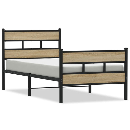 Metal Bed Frame without Mattress Sonoma Oak 75x190 cm Small Single Metal Bed Frame without Mattress Sonoma Oak 75x190 cm Small Single