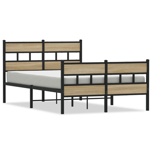 Metal Bed Frame without Mattress Sonoma Oak 120x200 cm Metal Bed Frame without Mattress Sonoma Oak 120x200 cm