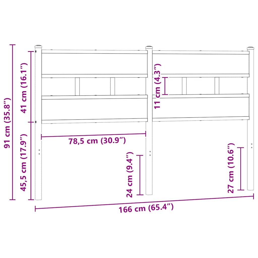 Replace Headboard Brown Oak 160 cm Steel and Engineered Wood