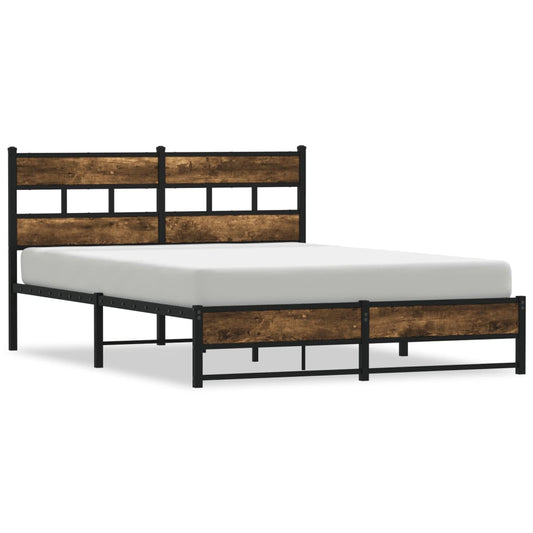 Metal Bed Frame without Mattress Smoked Oak 150x200 cm King Size Metal Bed Frame without Mattress Smoked Oak 150x200 cm King Size