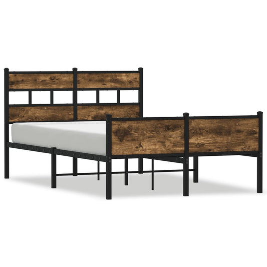 Bed Frame without Mattress Smoked Oak 120x190 cm Small Double Engineered Wood Bed Frame without Mattress Smoked Oak 120x190 cm Small Double Engineered Wood