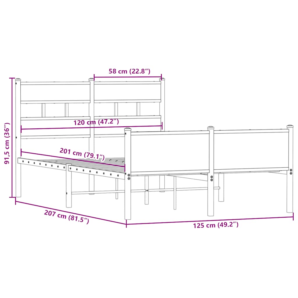 Bed Frame without Mattress Smoked Oak 120x200cm Engineered Wood