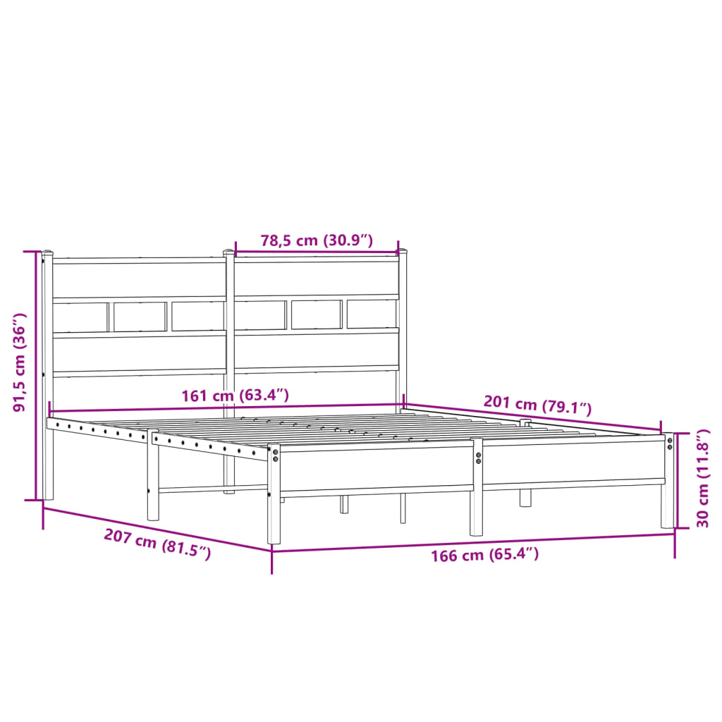 Bed Frame without Mattress Sonoma Oak 160x200cm Engineered Wood