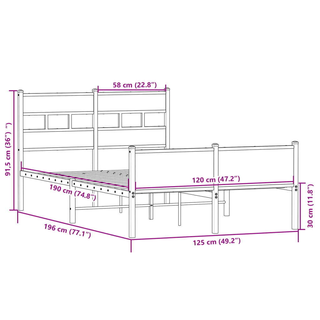 Bed Frame without Mattress Sonoma Oak 120x190 cm Engineered Wood