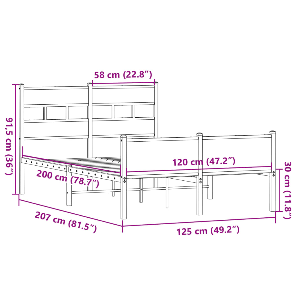 Bed Frame without Mattress Sonoma Oak 120x200cm Engineered Wood