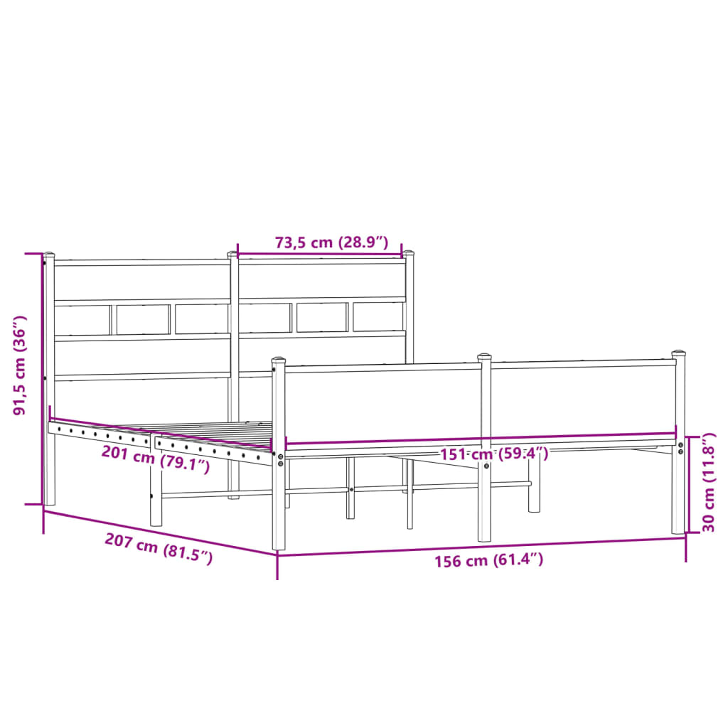 Bed Frame without Mattress Sonoma Oak 150x200cm Engineered Wood