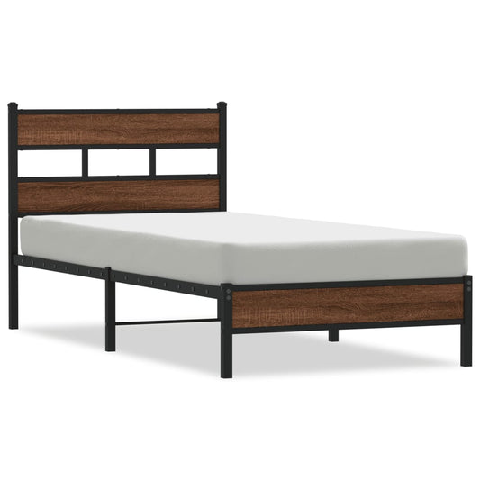 Bed Frame without Mattress Brown Oak 107x203 cm Engineered Wood Bed Frame without Mattress Brown Oak 107x203 cm Engineered Wood