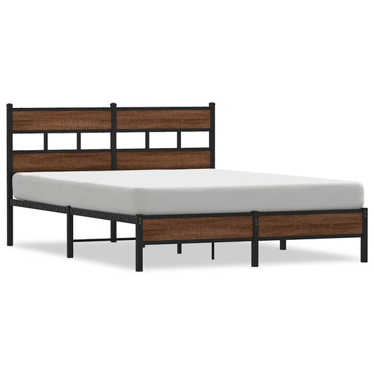 Bed Frame without Mattress Brown Oak 150x200 cm King Size Engineered Wood Bed Frame without Mattress Brown Oak 150x200 cm King Size Engineered Wood